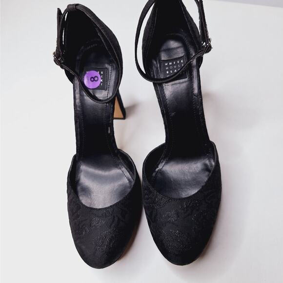 WHBM Jacquard Platform High Heels Ankle Strap Katrina Goth Whimsygoth 8 Black - Picture 4 of 15